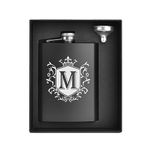 Ugiftcorner Monogrammed Gifts for Men Personalized Initial Gifts Groomsmen Gifts Christmas Birthday Gifts for Brother Dad Grandpa Stainless Steel Hip Flask for Liquor for Men 8 OZ with Funnel Letter M