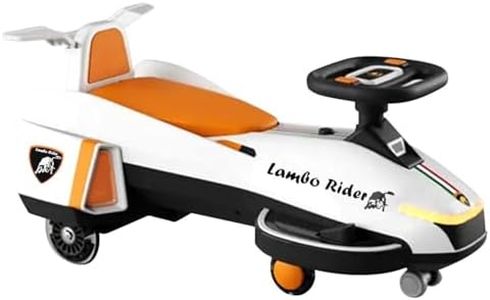 Kidsmate Lambo Rider 2-in-1 Electric & Manual Swing Car | Battery-Operated Ride-On for Kids 1-4 Years | LED Lights, Music & Smooth PU Wheels for Endless Fun - White