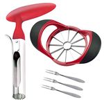 Listenman Apple Slicer Cutter & Corer Set, 12-Balde Apple Slicer Corer Cutter, Apple Core Remover for Home Kitchen, with 3 Premium Stainless Steel Fruit Forks