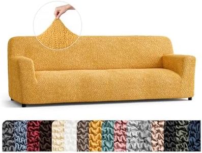 PAULATO BY GA.I.CO. Sofa Slipcover - Stretch Couch Cover - Stylish Cushion Sofa Cover - Soft Polyester Fabric Slip Cover - 1-Piece Form Fit Washable Protector for Pet - Microfibra Collection - Mango