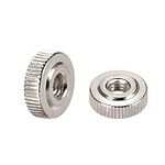 sourcing map Round Knurled Thumb Nuts Conector Lock Adjusting nuts, M4 Female Threaded Thin Type, Nickel Plated, Pack of 20