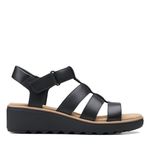 Clarks Women's Jillian Quartz Wedge Sandal, Black Leather, 5.5 UK