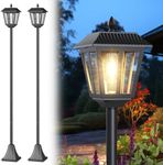 68" Solar Lamp Post Lights 2Pack, Outdoor Post Lights Waterproof, Pole Lights Outdoor, Decorative Lamp for Garden, Patio, Lawn, Pathway, Driveway, Front/Back Door, Warm White (2)