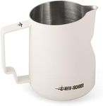 MHW-3BOMBER Milk Frothing Pitcher 450ml/15.2oz Milk Frother Cup Espresso Steaming Pitcher Stainless Steel Milk Frother Cup Barista Latte Art Round Spout Milk Jug P6006W