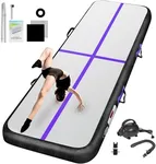 Inflatable Air Gymnastics Mat, Air Tumbling Track Mats For Kids Home Gym Water Gymnastics Yoga Cheerleading Training with Pump 10ft x 3.3ft x 4inch (3m x 1m x 10cm) Purple Black