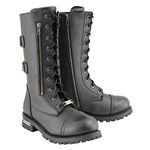 Milwaukee Leather Men’s 13-Inch-Tall Tactical Black Lace-Up Leather Boots Zipper w/Storage Pocket MBM9069-11.5