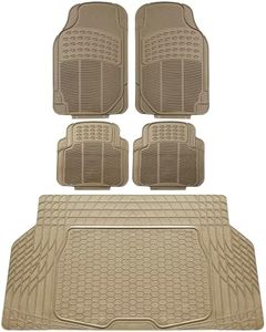 FH Group Automotive Floor Mats - Heavy-Duty Rubber, All Weather Protection Universal Fit Full Set Floor Mats and Cargo Mat, Climaproof, Semi Custom Trimmable for Most Cars, Sedan, SUV, Truck, Beige