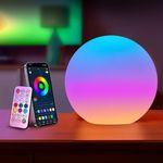 LOFTEK Color Changing Night Light, Smart LED Lamp with Bluetooth APP and Remote Control, 220 Scene Modes, 8-inch RGB Ball Mood Lighting for Living Room (Corded Electric)