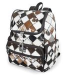 SpazeUp Cowhide Backpack - Cow Print Diaper Bag - Cowhide Diaper Bag - Western Diaper Bags - Patchwork Diaper bag Backpack, Dark Brown, L