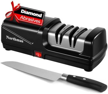 Dawnstar Knife Sharpener, Diamond Electric Knife Sharpener for Stainless Steel and Ceramic Kitchen Knives, Metal Dust Collection Box, Ergonomic Handle, Quick Sharpening & Polishing, Black