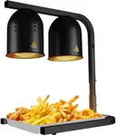 VORIGY Heat Lamp for Food, with Two 250W Bulbs for Fast and Even Heating, Food Heat Lamp with Adjustable Height Stand, Commercial Food Warmer Lamp for Home, Fast Food Restaurant, Buffet, Bakery Black