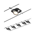 Paulmann 94434 CorDuo Cable Lighting System – Mac II DC Extendable Ceiling Light Metal Wire System for GU5.3 LED Lamps - Suitable for Max 5 x 10 Watt Bulbs, Comes without Bulbs - Matt Black Chrome