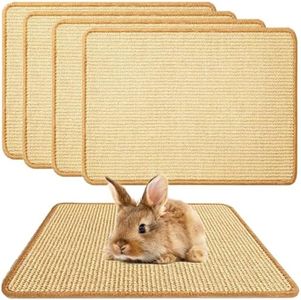 Oncpcare 4PCS Rabbit Scratch Mat - Natural Bunny Scratching Pad for Claws & Teeth Care, Cages & Pet Cage Bedding for Biting, Sleeping & Nesting, 24x16