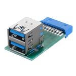 CY Vertical Dual USB 3.0 A Type Female to Motherboard 20 Pin Box Header Slot Adapter PCBA