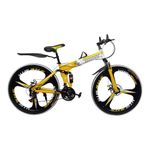 Amaze Kai Dual Suspension Bikes Latest Bmv Foldable Gear Cycle for Men with 21 Speed Gear 3 Spoke | Folding Mountain Bike with Double Disc Break & Mac Wheel, 26 Inch (Yellow)