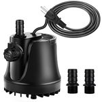 AQQA 265-800 GPH Submersible Aquarium Water Pump with Adjustable Switch, Water Removal and Drainage Sump Cleaning Pump with 2 Nozzles for Aquarium, Pond, Fish Tank, Hydroponics, Backyard (45W 660GPH)