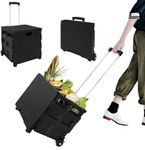 ITHWIU Portable Utility Rolling Folding Cart Shopping Trolley Wheel Box, for Travel Shopping Luggage Teacher Office Use