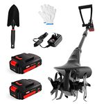 MZK 20V Cordless Tiller Cultivator with 24 Steel Tines,7.8-inch Wide Battery Powered Garden Cultivator, Mini Tiller for Gardening(2 * 2AH Battery and Charger Included)