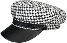 XYIYI Womens Black Houndstooth Retro Fiddler Cap Newsboy Hats Visor Beret Cap Paperboy Gatsby Painter Bakerboy Hat