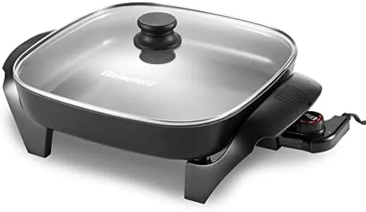 Elite Gourmet EG2212 12"x12"x2.15” Healthy Ceramic Coated Electric Skillet, Dishwasher Safe, Rapid Heat Up, 1200W, Dark Grey