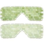 2 Pcs Jade Eye Mask Green Jade Stone Eye Mask Facial Cooling Mask for Alleviate Puffiness Face Massage Relax Eyes Relieve Migraine Meditation Beauty