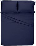Short Queen Sheets for RV Camper - 400 Thread Count Cotton Bed Sheets,RV Short Queen Sheets (60 x 75), 4 Piece Set-Upto 15" Deep Pocket-RV Queen Sheets-Camper Sheets (Navy)
