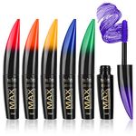 Colour Mascara Set,MKNZOME 6pcs Rainbow Colour Waterproof Mascara 4D Fiber Lash Long Lasting Thick Mascara Volume Eye lash Halloween Xmas Make Up Gift for Women Girls
