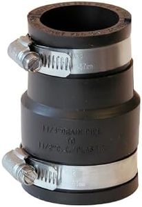 Fernco P1056-150/125 Flexible PVC Pipe Coupling Cast Iron, Plastic or Steel Plumbing Connections, 1-1/2" x 1-1/4", Black