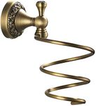 Leyden Antique Brass Hair Dryer Holder,Retro Blow Dryer Holder Hanger Rack Spiral Bathroom Accessories,Hair Care Tools Organizer Wall Mounted