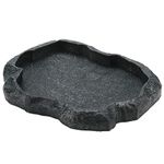 Reptiles Water Tray, Reptile Feeder, Resin Rock Reptile Food and Water Feeding Bowl Pet Food Dish Reptile Terrarium Decor for Tortoise Lizard Gecko Iguana (M)