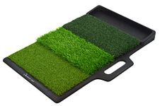 ME AND MY GOLF Tri Turf Golf Hitting Mat with Golf Ball Tray - Includes Instructional Training Videos, Black