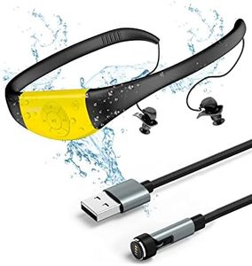 Tayogo Waterproof Mp3 Player for Swimming, IPX8 8GB Swimming Headset, Silicone Coated Waterproof Music Player, 20H Playing time, Underwater Mp3 Player Perfect for Swimming (Yellow（2nd Generation）)