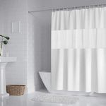 DUFU Shower Curtain Mould, 3D Clear ECO Shower Curtain Beige Waterproof & Washable,with 12 Rustproof Hooks, for Bath Tub and Shower Stall, 200 x 180 cm