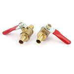 sourcingmap Ball Valve Water Oil Gas Shut-off Control Valve, 8mm Hose Barb to 8mm Hose Barb, Hose Pipe Tube Fittings, 180 Degree Operation Handle, Brass Valve, Pack of 2