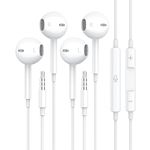 【2Pack】 Aux Headphones/Earphones/Earbuds 3.5mm Wired Headphones Noise Isolating Earphones with Built-in Microphone & Volume Control Compatible with iPhone 6 SE 5S 4/iPod/iPad/Samsung/Android/PC