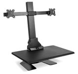 Mount-It! Electric Standing Desk Converter, Motorized Sit Stand Desk with Dual Monitor Mount and iPhone/Tablet Slot, Ergonomic Height Adjustable Workstation, Black (MI-7952)