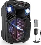 Pyle Bluetooth PA Speaker System - 300W Rechargeable Outdoor Bluetooth Speaker Portable PA System w/ 8” Subwoofer 1” Tweeter, Microphone in, MP3/USB, Radio, Remote - Pyle PPHP838B, Black