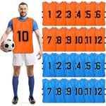 24 Pcs Scrimmage Training Vest - Soccer, Basketball, Football Bibs/Pinnies, Reversible Numbered Team Sports Pinnies Jerseys with Belt, Practice Jersey Pennies for Youth and Adults