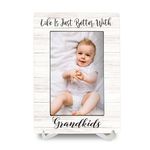 Luipk Grandparents 4x6 Picture Frames, Grandparents Gifts Grandkids Wood Photo Frame, New Grandparents Gift Grandma Grandpa Grandchildren Gifts Gift Picture Frame for Wall Tabletop Display