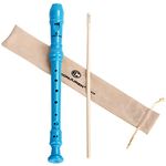 CONJURER Soprano Recorder Instrument for Kids&Student - German Fingering 8 Hole Flute Recorder ABS Descant Recorders for Beginners with Cleaning Rod and Bag, Blue