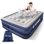 KAYMAN Double Queen Airbed with a Built-in Electric Pump, 3 Minutes Rapid Inflation Air Mattress, Integrated Pillow, Patch included