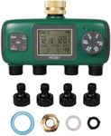 MOES 4 Outlet Sprinkler Timer, Brass Inlet, Programmable Automatic Irrigation Controller, Rain Delay, Manual Watering, 4 Zone Water Hose Timer for Gardens, Lawns, and Hose Systems