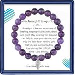 Sympathy Bracelet Amethyst Healing Bracelets Angel Bracelet Bead Bracelet Love Heart Bracelet Sympathy Gift For Loss Of Loved One Sympathy Gift Grief Gifts for Women(Heart)