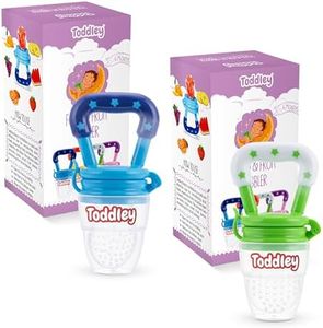 Toddley Silicone Baby Food and Fruit Feeder Combo Pack, Soft Pacifier Feeder, Teether for Infant Baby for 6+ Month Baby Pack of 2 (Blue and Green)