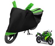 Euro Care Waterproof UV Protection & Dust Proof Full Two Wheeler Body Cover for Kawasaki Ninja 250/300/650/H2/ZX6R (Black/Green)