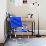Nilkamal GSTFLDCHR Plastic Mid Back with Arm Chair|3-Year Warranty|Chairs Dining| Bedroom| Folding | Living Room| Office - Outdoor - Garden | Dust Free |100% Polypropylene Stackable Chairs (Deep Blue)