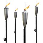 Deco Window Satin Silver Landscape Outdoor/Patio Garden Torch - Set of 4