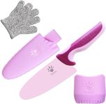 Kibbidea Kid Chefs Knife for Real Cooking, Stainless Steel BPA-Free Kids Kitchen Knife with Finger Guard, Kids Friendly Knife for Cutting (Purple)