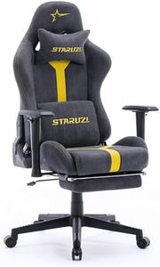 STARUZI Gaming Stuhl aus Wildlederimitat, Ergonomischer PC Stuhl, Gaming Stuhl mit Fußstütze, Atmungsaktiver Game Drehsessel mit Verstellbare Armlehne,Grau-Yellow