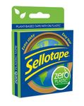 Sellotape Zero Plastic Tape, Multi-Purpose Clear Tape for Household Objects, Clear Packing Tape for Sticking Envelopes or Cards, Easy to Use Plant Based Packaging Tape with 0% Plastic, 24mm x 30m